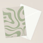 Liquid Swirl Abstract Pattern in Almond and Sage Green Stationery Card Gallery Image 2