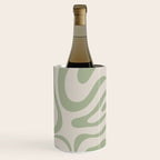 Liquid Swirl Abstract Pattern in Almond and Sage Green Wine Chiller Gallery Image 3