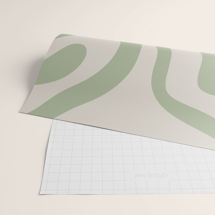 Liquid Swirl Abstract Pattern in Almond and Sage Green Wrapping Paper Gallery Image 2