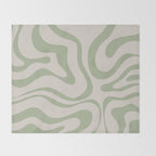 Liquid Swirl Abstract Pattern in Almond and Sage Green Throw Blanket Gallery Image 2