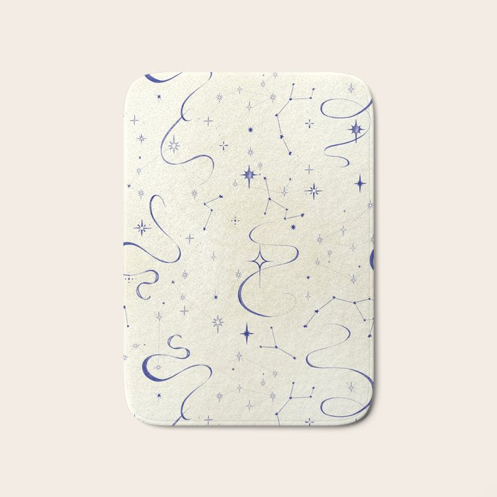 White and dark blue mystical starry night Bath Mat Gallery Image 1