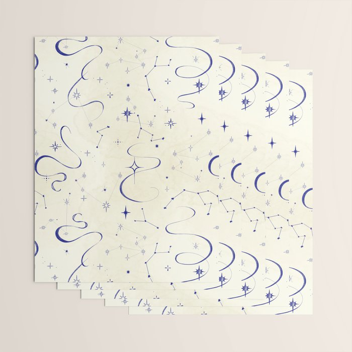 White and dark blue mystical starry night Wrapping Paper Gallery Image 3