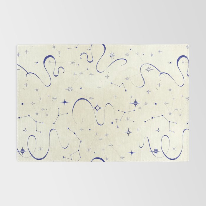 White and dark blue mystical starry night Rug Gallery Image 2