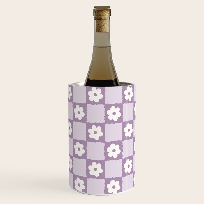 Retro Daisy Flower Checker in Purple Wine Chiller Gallery Image 3