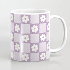 Retro Daisy Flower Checker in Purple Coffee Mug Gallery Image 1