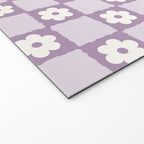 Retro Daisy Flower Checker in Purple Welcome Mat Gallery Image 2
