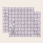 Retro Daisy Flower Checker in Purple Placemat Gallery Image 1