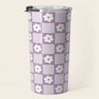 Retro Daisy Flower Checker in Purple Travel Mug Gallery Image 3