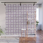 Retro Daisy Flower Checker in Purple Wall Mural Gallery Image 1