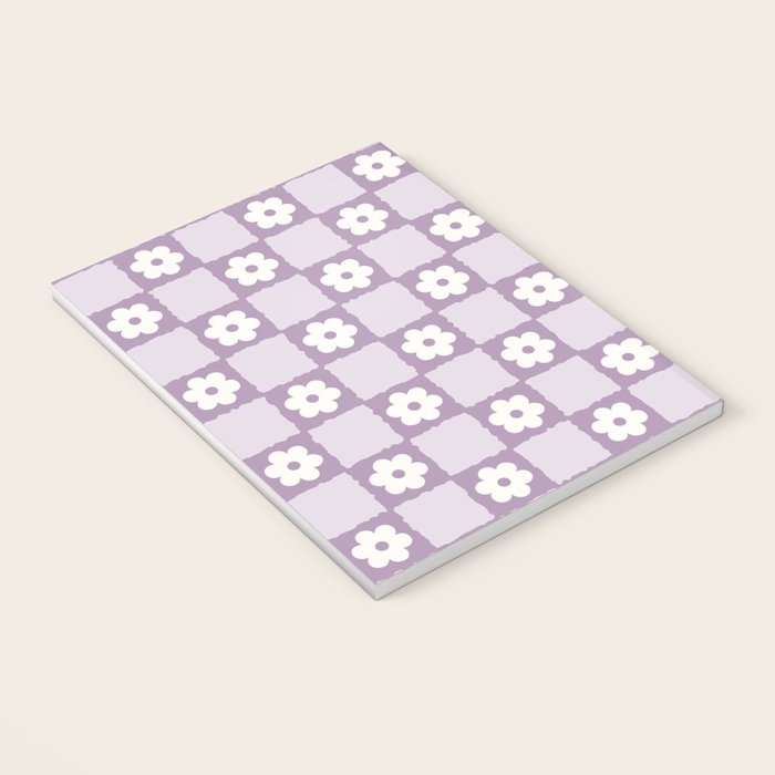 Retro Daisy Flower Checker in Purple Notebook Gallery Image 3