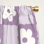 Retro Daisy Flower Checker in Purple Window Curtain Gallery Image 2