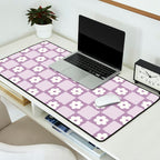 Retro Daisy Flower Checker in Purple Desk Mat Gallery Image 2
