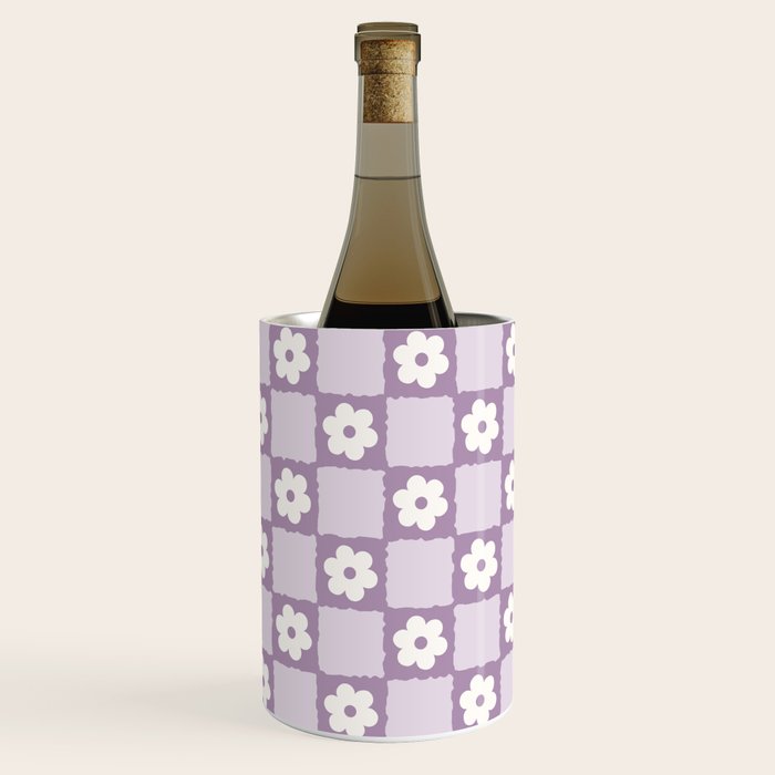 Retro Daisy Flower Checker in Purple Wine Chiller Gallery Image 1