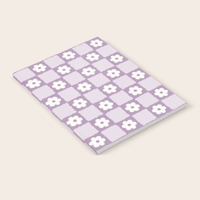 Retro Daisy Flower Checker in Purple Notebook Gallery Image 2
