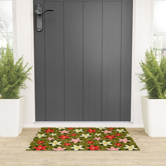 Poinsettia Pattern Welcome Mat Gallery Image 3