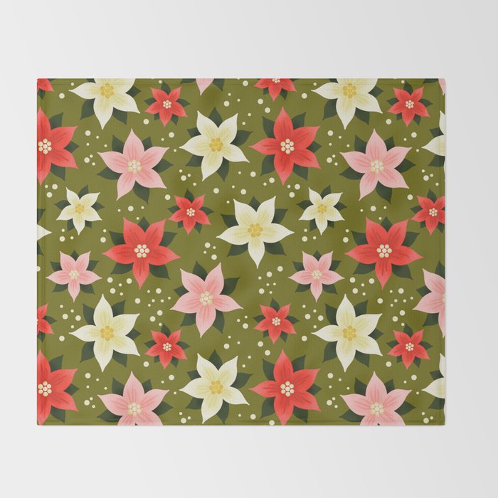 Poinsettia Pattern Throw Blanket Gallery Image 2