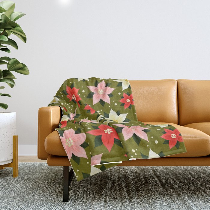 Poinsettia Pattern Throw Blanket Gallery Image 1