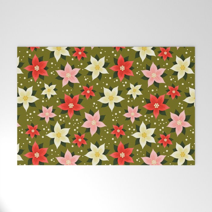 Poinsettia Pattern Welcome Mat Gallery Image 1