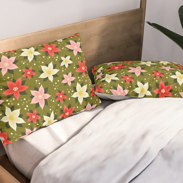 Poinsettia Pattern Pillow Sham Gallery Image 2