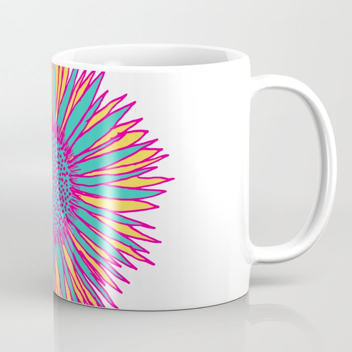 Neon Sunflower Line Art Coffee Mug Gallery Image 1