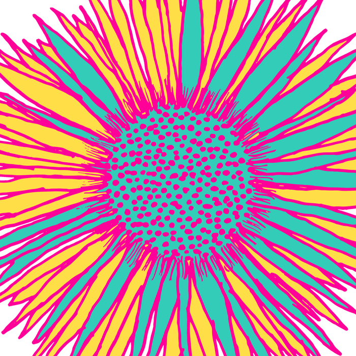 Neon Sunflower Line Art Coffee Mug Gallery Image 2