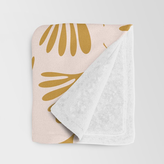 Pale Blush and Mustard Wispy Leaves Contemporary Pattern Throw Blanket Gallery Image 3
