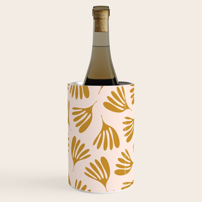 Pale Blush and Mustard Wispy Leaves Contemporary Pattern Wine Chiller Gallery Image 2