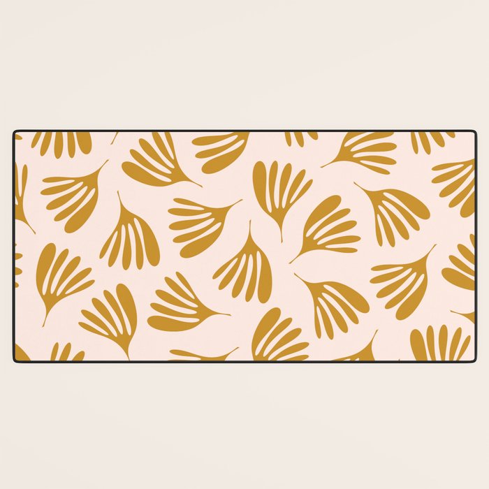 Pale Blush and Mustard Wispy Leaves Contemporary Pattern Desk Mat Gallery Image 3