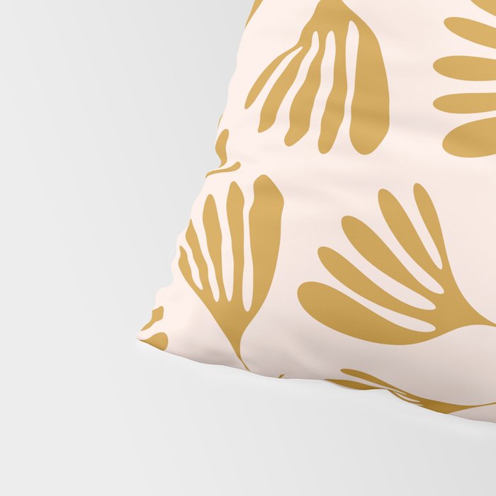 Pale Blush and Mustard Wispy Leaves Contemporary Pattern Pillow Sham Gallery Image 4