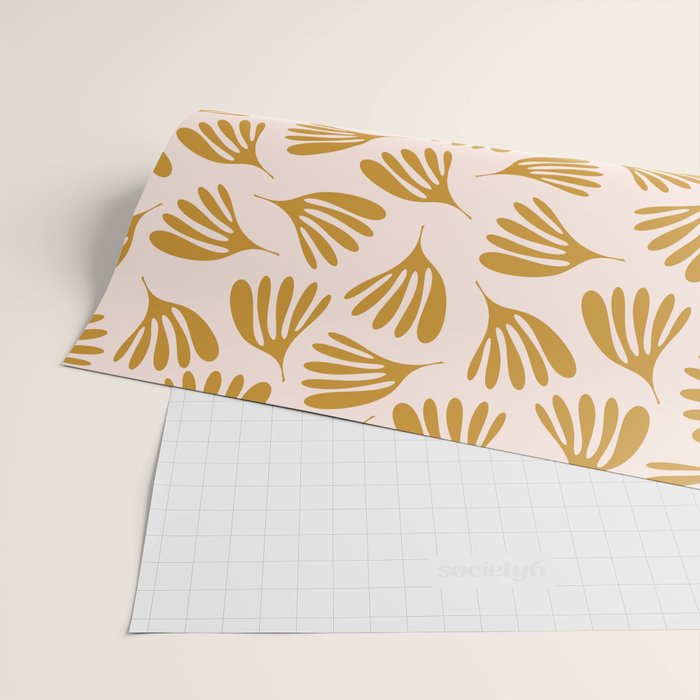 Pale Blush and Mustard Wispy Leaves Contemporary Pattern Wrapping Paper Gallery Image 2