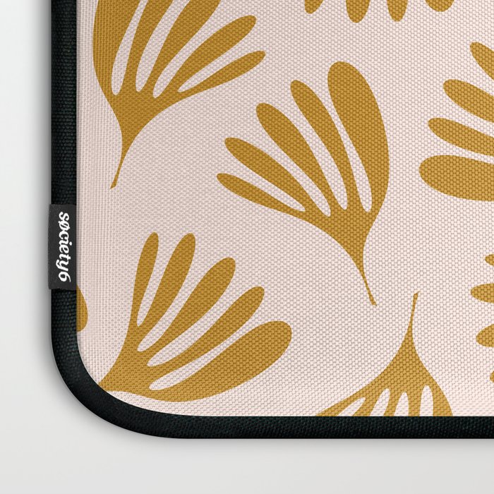 Pale Blush and Mustard Wispy Leaves Contemporary Pattern Laptop Sleeve Gallery Image 3