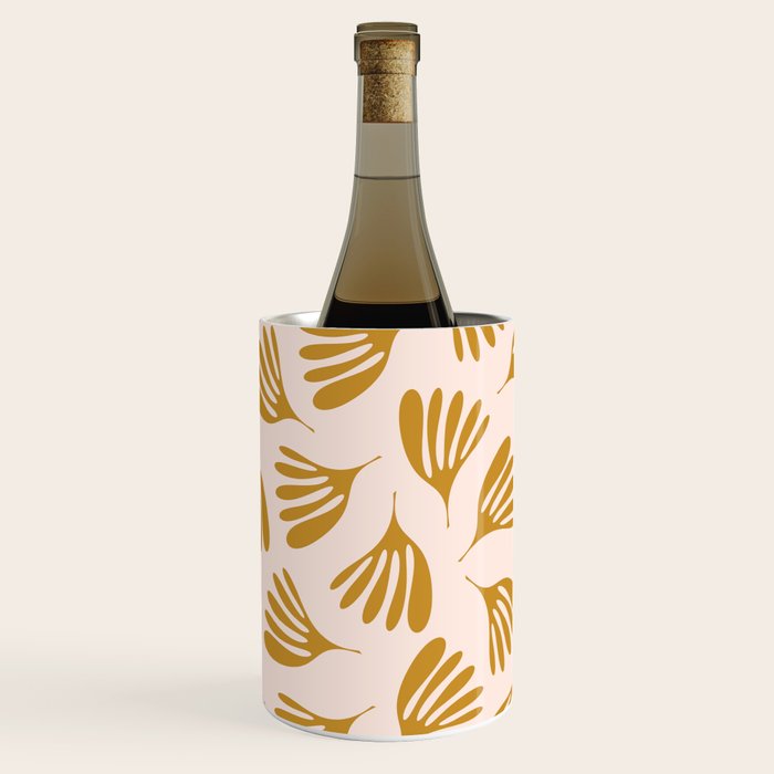 Pale Blush and Mustard Wispy Leaves Contemporary Pattern Wine Chiller Gallery Image 1