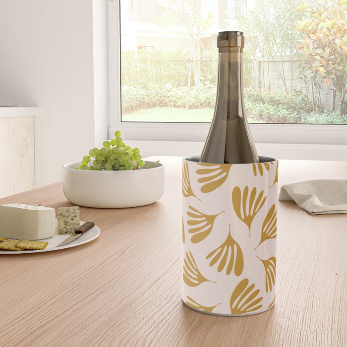 Pale Blush and Mustard Wispy Leaves Contemporary Pattern Wine Chiller Gallery Image 4