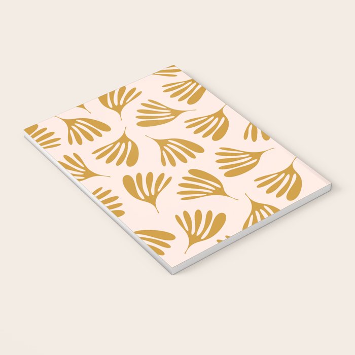 Pale Blush and Mustard Wispy Leaves Contemporary Pattern Notebook Gallery Image 3