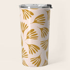 Pale Blush and Mustard Wispy Leaves Contemporary Pattern Travel Mug Gallery Image 2