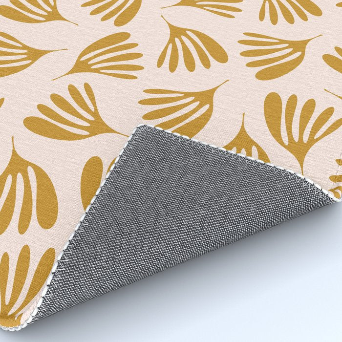 Pale Blush and Mustard Wispy Leaves Contemporary Pattern Rug Gallery Image 4