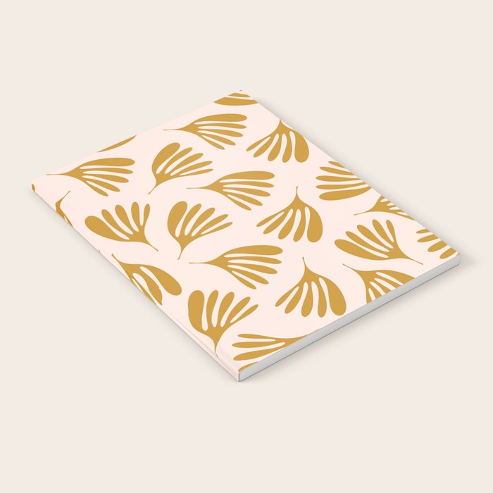 Pale Blush and Mustard Wispy Leaves Contemporary Pattern Notebook Gallery Image 1