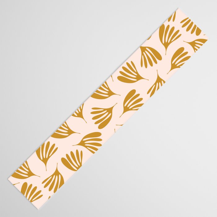 Pale Blush and Mustard Wispy Leaves Contemporary Pattern Table Runner Gallery Image 3