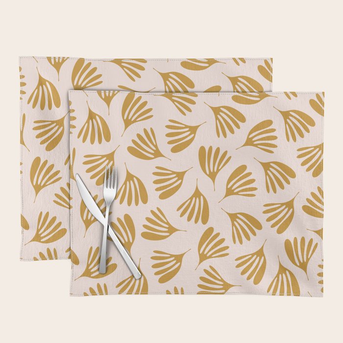 Pale Blush and Mustard Wispy Leaves Contemporary Pattern Placemat Gallery Image 1