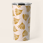 Pale Blush and Mustard Wispy Leaves Contemporary Pattern Travel Mug Gallery Image 1
