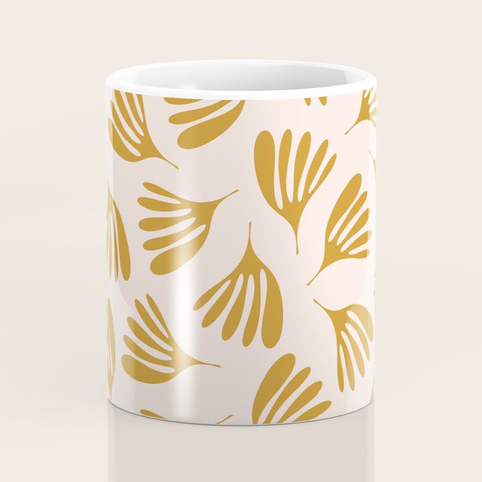 Pale Blush and Mustard Wispy Leaves Contemporary Pattern Coffee Mug Gallery Image 4