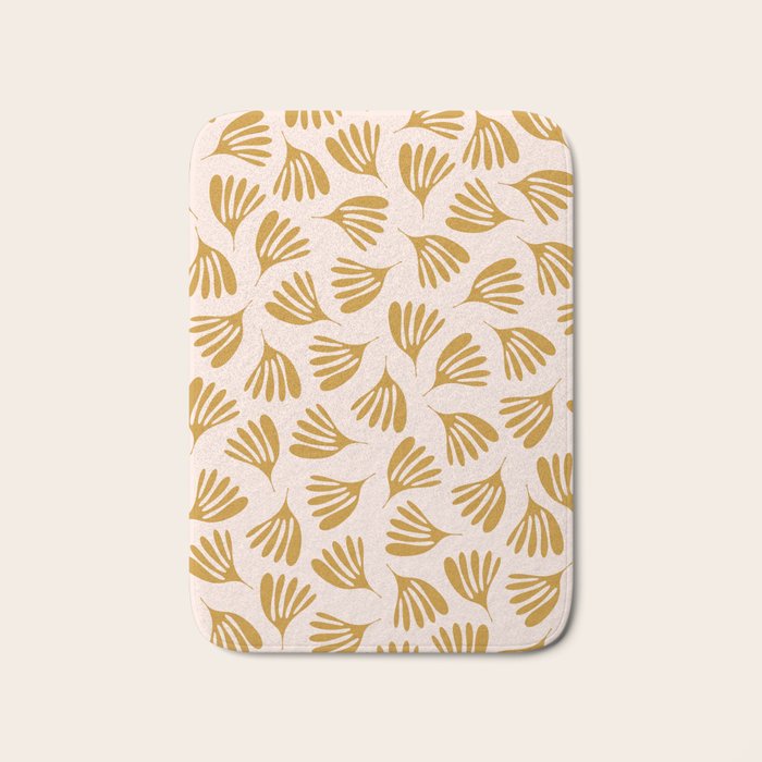 Pale Blush and Mustard Wispy Leaves Contemporary Pattern Bath Mat Gallery Image 1