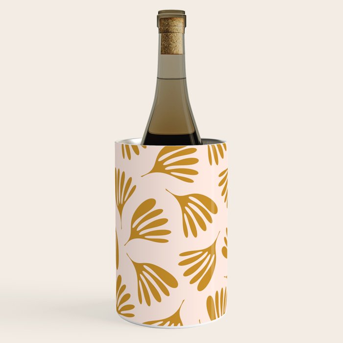 Pale Blush and Mustard Wispy Leaves Contemporary Pattern Wine Chiller Gallery Image 3