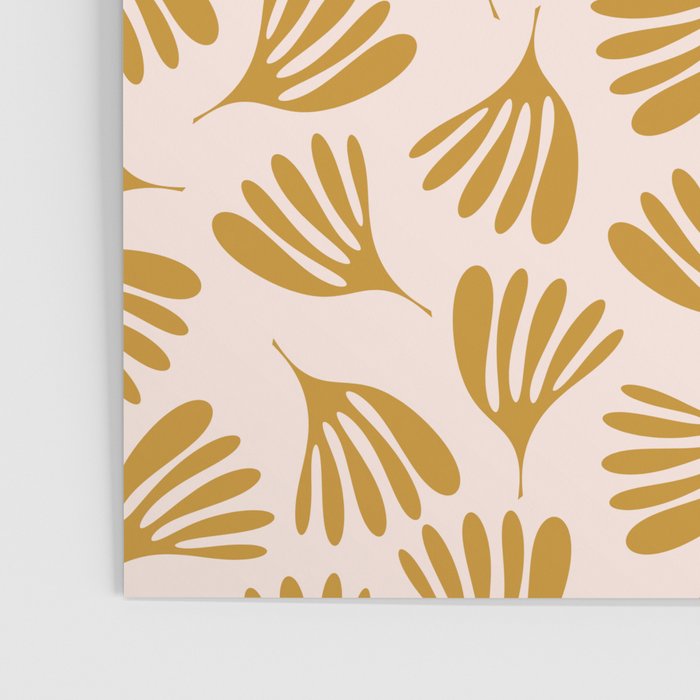 Pale Blush and Mustard Wispy Leaves Contemporary Pattern Poster Gallery Image 3