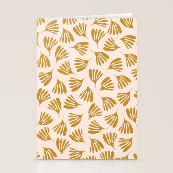 Pale Blush and Mustard Wispy Leaves Contemporary Pattern Stationery Card Gallery Image 1