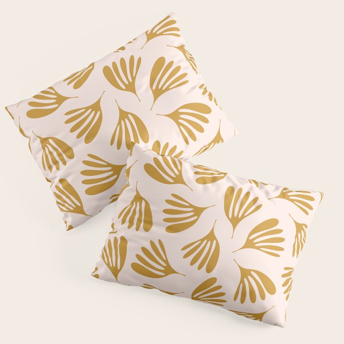 Pale Blush and Mustard Wispy Leaves Contemporary Pattern Pillow Sham Gallery Image 1