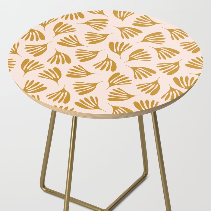Pale Blush and Mustard Wispy Leaves Contemporary Pattern Side Table Gallery Image 2