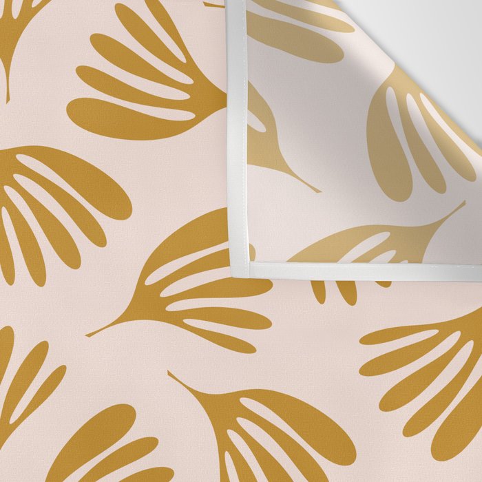 Pale Blush and Mustard Wispy Leaves Contemporary Pattern Wall Tapestry Gallery Image 3