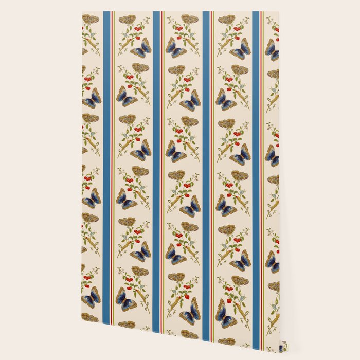 Antique Napoleonic Toile With Stripes And Butterflies Wallpaper Gallery Image 2