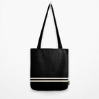 Double Cuff Stripe Nearly Solid Minimalist Pattern in Black and Almond Cream Tote Bag Gallery Image 2